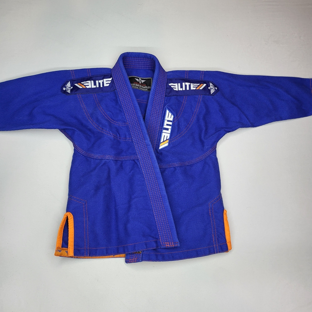Elite Kids Blue Jiu-Jitsu Gi Jacket with Orange Accents